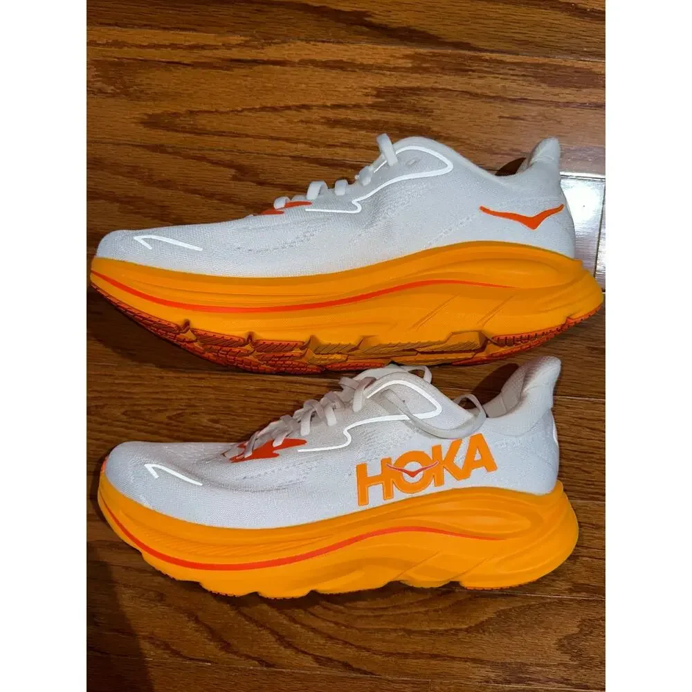 NIB Hoka Men's Clifton 10 Frost/Orange Zest Athletic Running Shoes Size 10D